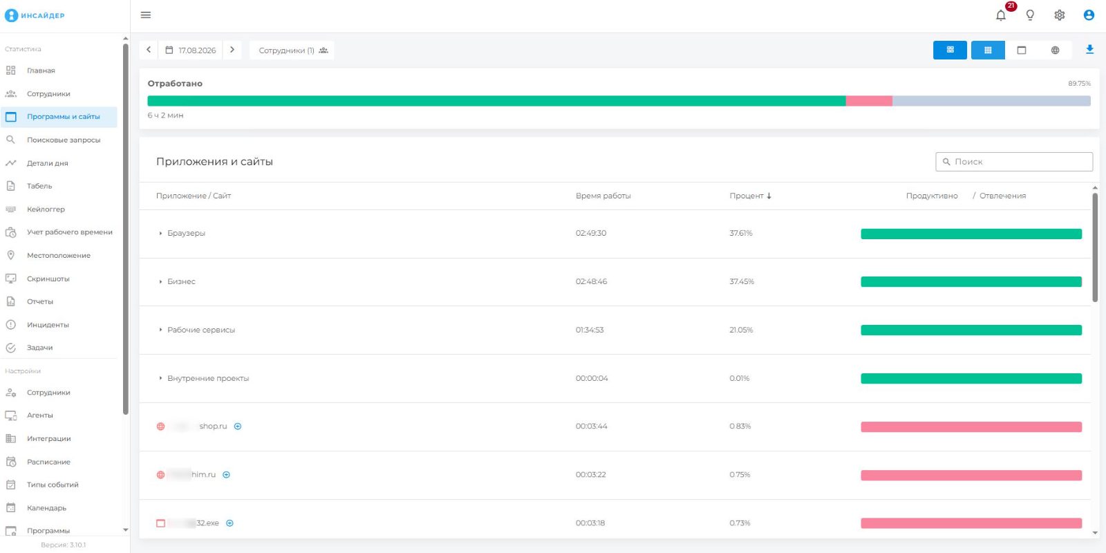 Программы и сайты рабочего места