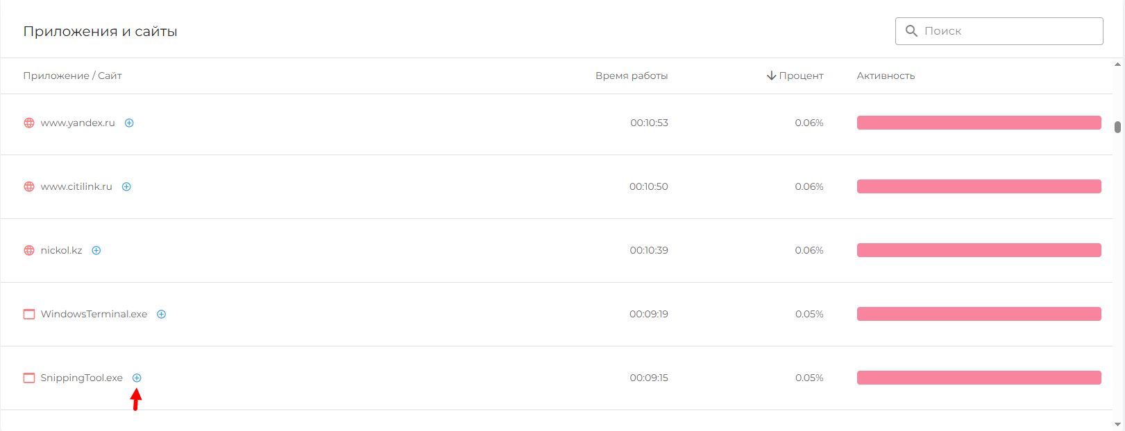 Добавление из списка используемых